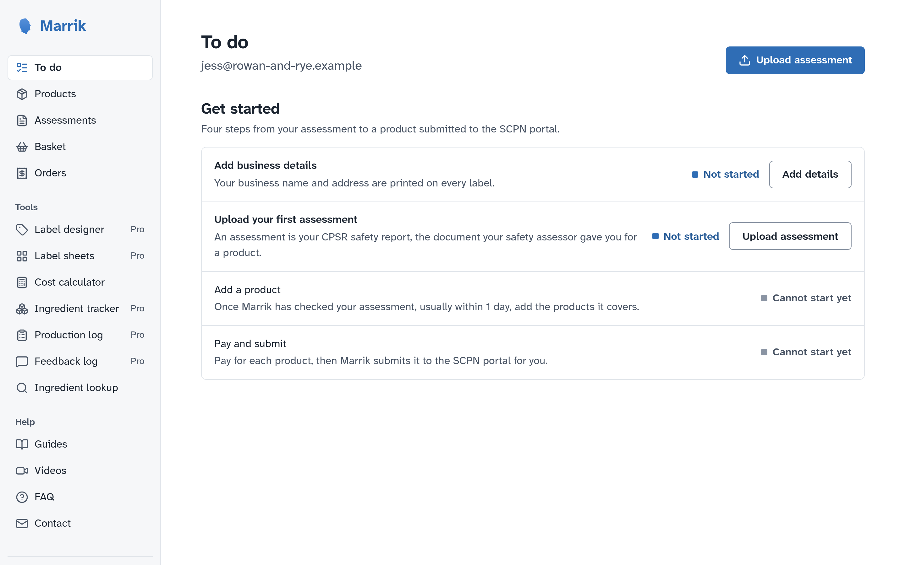 Marrik sign-up flow screenshot
