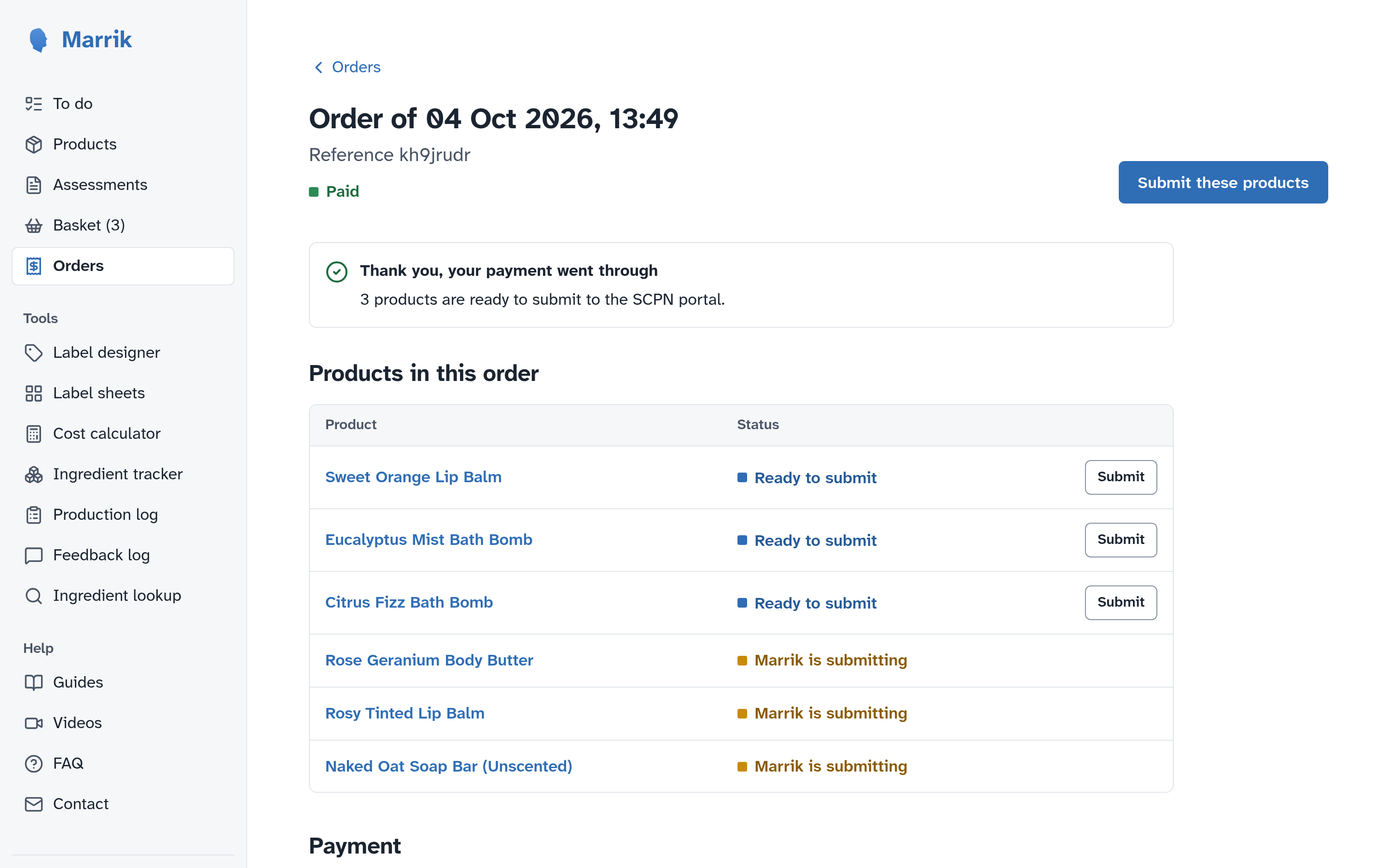 Marrik pricing & checkout screenshot